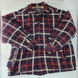 Vintage Abercrombie & Fitch Outdoor Mens Coat Large Red & Navy Plaid Quilt Lined
